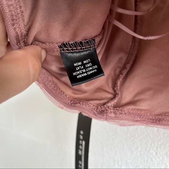 Haute Monde Mauve Pink Polka Dot Crop Top Size Small - Picture 4 of 6